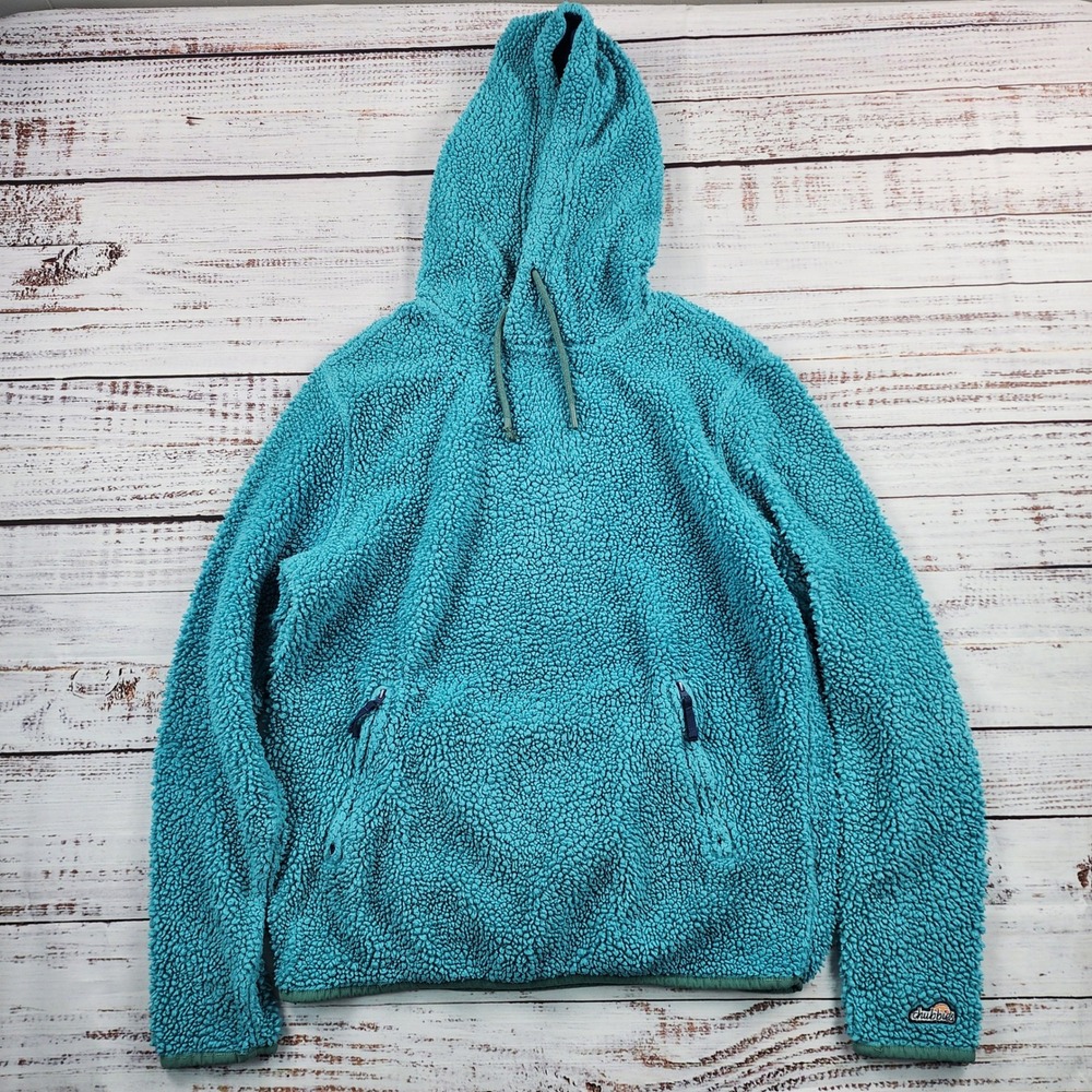 Coastal Chubbies Medium Fleece Hoodie Men's Teal Blue Sherpa Pullover Beach Vibe